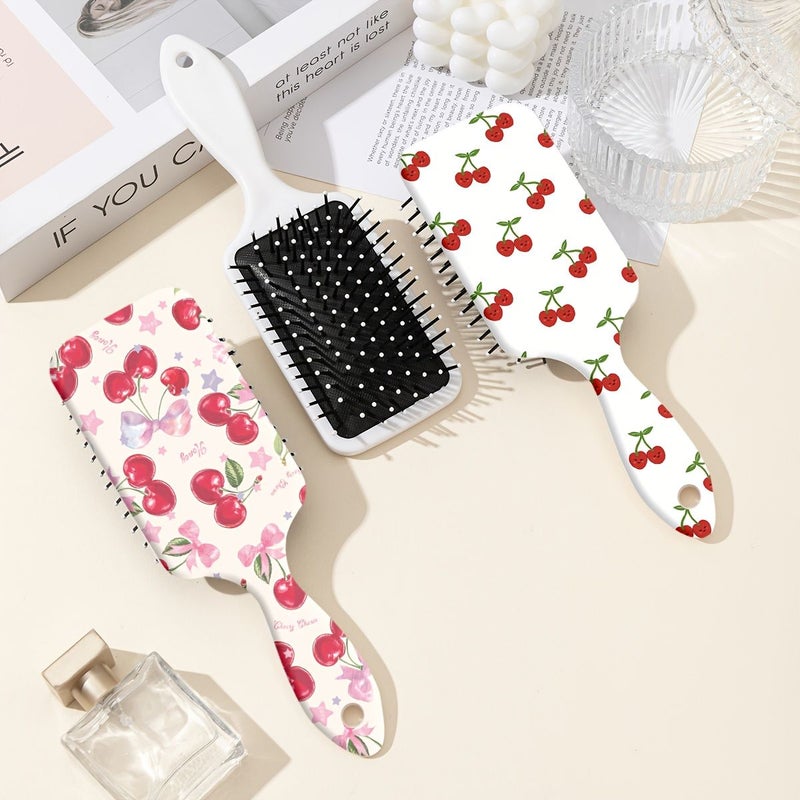 1 Pc Cartoon Cherry Bow Leopard Print Air Cushion Comb Scalp Massage Hair Smoothing Styling Comb - Image 2