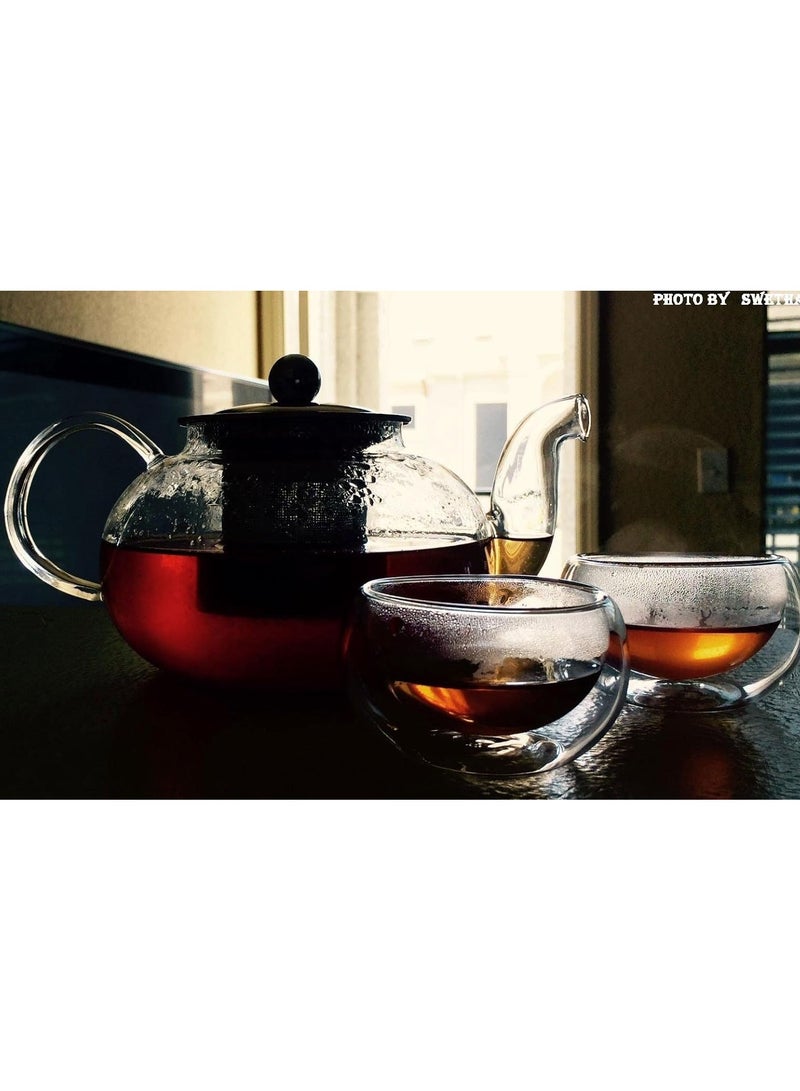 هيواري إبريق شاي زجاجي من هايوير مع غطاء ومصفاة من الفولاذ المقاوم للصدأ قابلين للإزالة، إبريق شاي سعة 33 أونصة آمن للأوراق المتفتحة والفضفاضة - Image 2