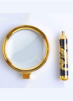 Generic 10x Handheld Magnifier, 80MM Golden Dragon Handle Magnifying Glass, Old Man Reading, Professional Reading Maps, Optical high-Definition Jewelry Identification, Golden  - Image 5