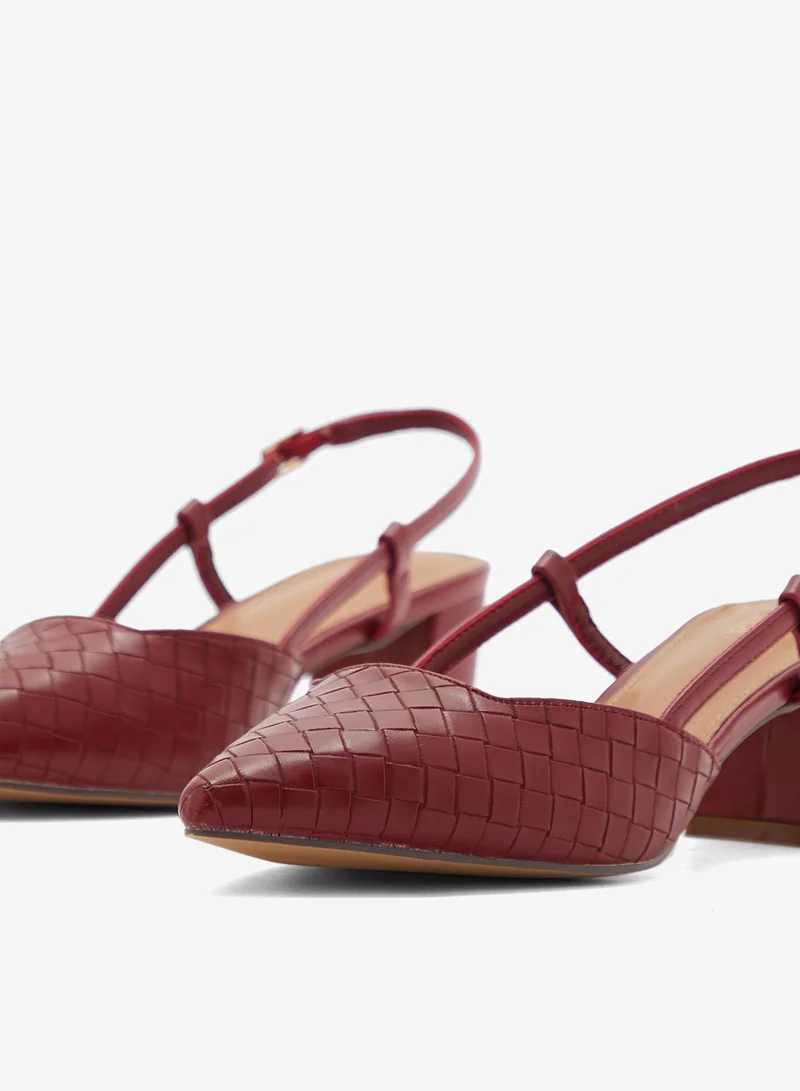 ELLA  Pointy Woven Sling Back Block Heel Pump for Women | Best Price UAE