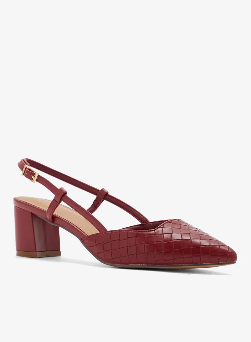 ايلا حذاء بكعب عريض مدبب منسوج بحزام خلفي