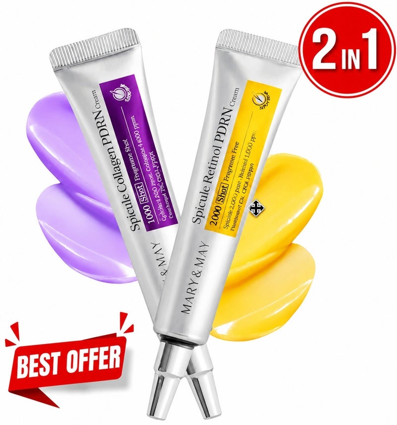 Mary Meyer Mary&May 2-in-1 Spicule Power Duo – Retinol PDRN + Collagen PDRN Cream Set - Image 1