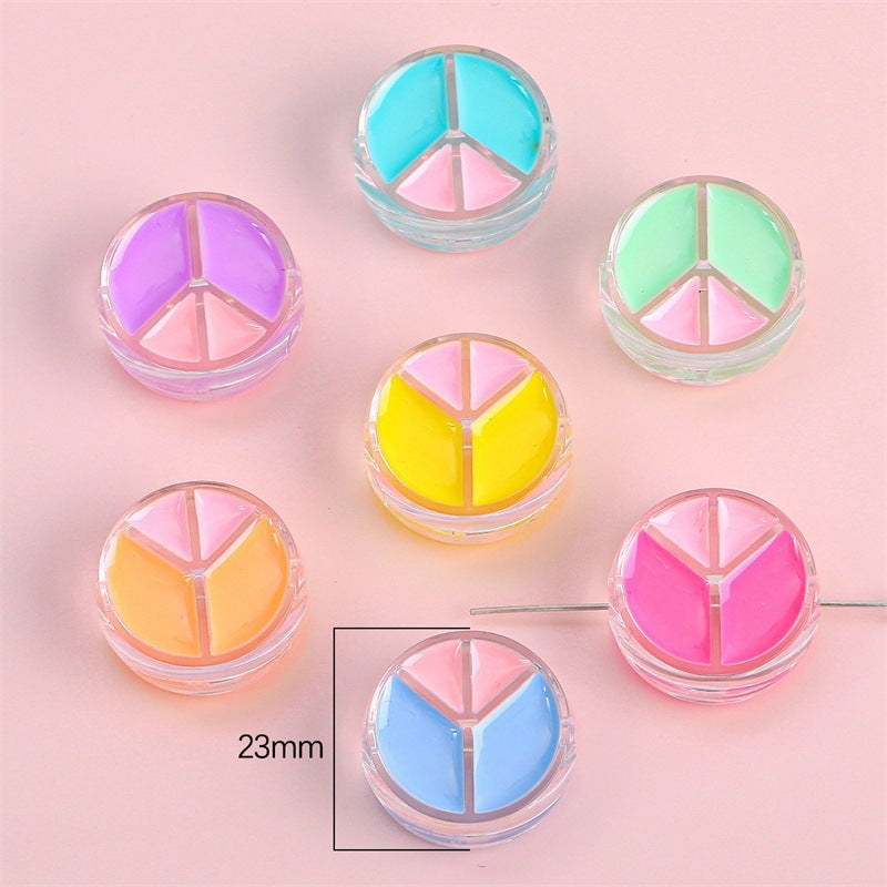 Acrylic Round Smiley Oil Dropping Cartoon Accessories DIY Handmade Material Homemade Mobile Phone Case Keychain Pendant Peace logo color mixing aperture of about 3.5mm 