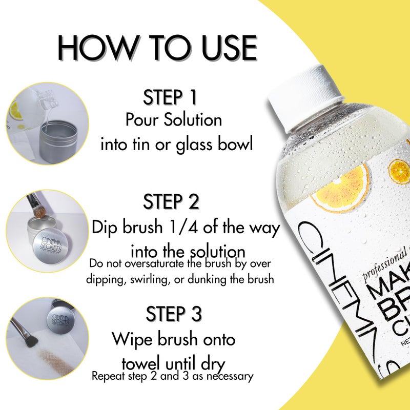 Cinema Secrets منظف فرش المكياج الاحترافي من سينما سيكريتس، 16 أونصة سائلة، ليمون - Image 3