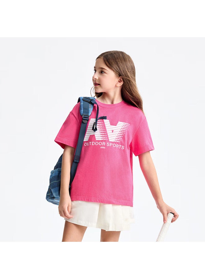 Annil Children'S Round Neck Short Sleeve T-Shirt Summer New Pure Cotton Sports Quick-Drying Casual Top - Image 2
