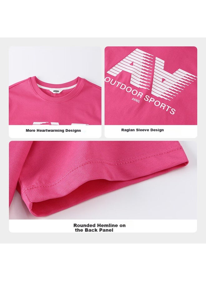 Annil Children'S Round Neck Short Sleeve T-Shirt Summer New Pure Cotton Sports Quick-Drying Casual Top - Image 4
