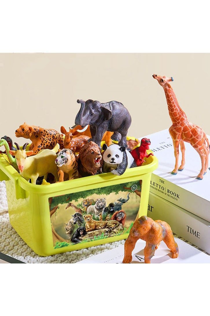 HALAMODO 12-Piece Wild Animal Model Set With Book and Storage Box , Realistic Plastic Toy Figures, Jungle Zoo Animals, Educational Gift For Boys Girls Kids Birthday Multicolor - Image 1