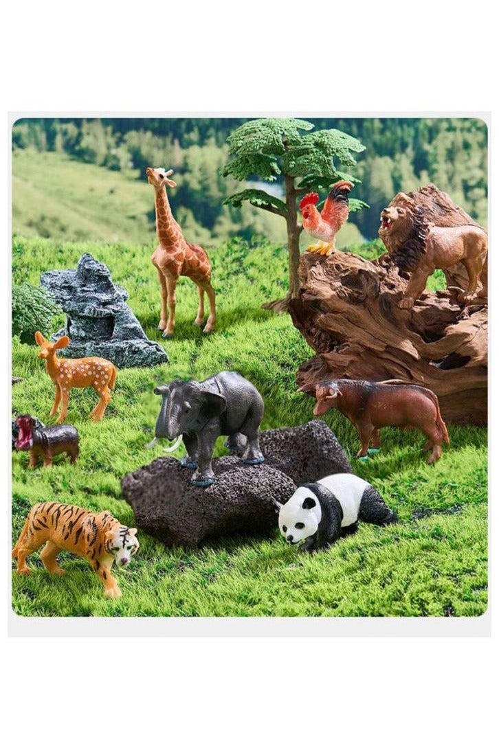 HALAMODO 12-Piece Wild Animal Model Set With Book and Storage Box , Realistic Plastic Toy Figures, Jungle Zoo Animals, Educational Gift For Boys Girls Kids Birthday Multicolor - Image 2