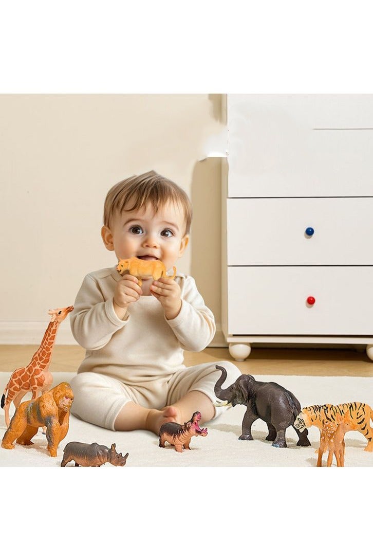 HALAMODO 12-Piece Wild Animal Model Set With Book and Storage Box , Realistic Plastic Toy Figures, Jungle Zoo Animals, Educational Gift For Boys Girls Kids Birthday Multicolor - Image 4