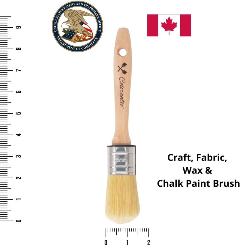 Colorantic | Chalk and Wax Brush for Furniture | Beeswax Polish Round Oval Brushes Natural Bristles DIY Paste Polishing (35mm Oval Chalk Based Paint Brush) - Image 1