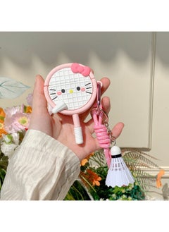Cute Kt Cat Table Tennis Racquet AirPods Pro For Apple Bluetooth Earphone Case Badminton Cover 2/3/4 Generation Cute-Color:Kt Cat Badminton Racket + Pendant-Applicable Models:AirPods 4(2024)