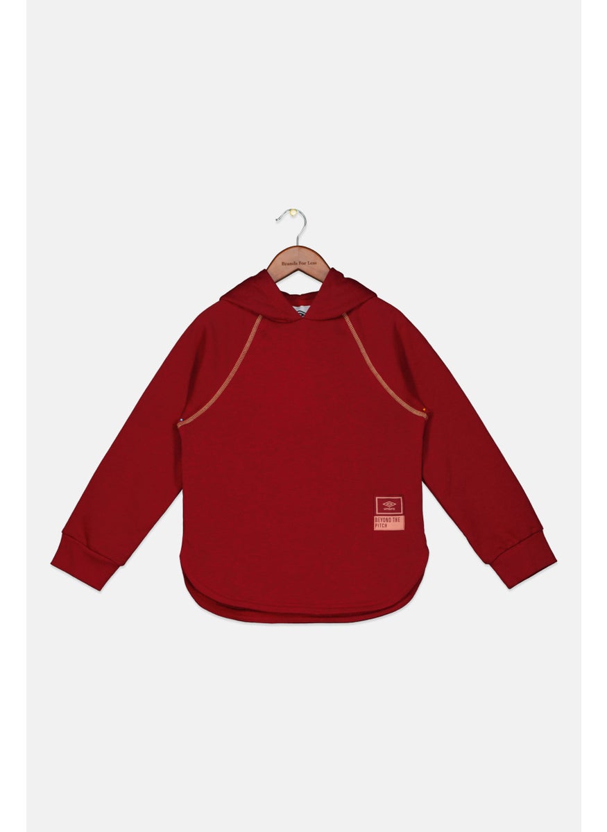 umbro Kids Girl Hooded Long Sleeve Sweatshirt, Maroon  - Image 1