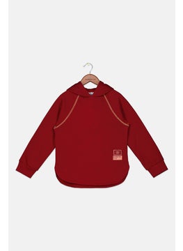 umbro Kids Girl Hooded Long Sleeve Sweatshirt, Maroon  - Image 1
