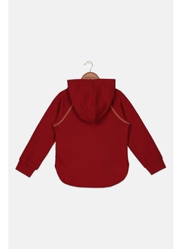 umbro Kids Girl Hooded Long Sleeve Sweatshirt, Maroon  - Image 2