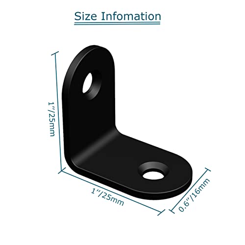 Aufuga Corner Brace, L Bracket, Corner Bracket,Stainless Steel Brackets,Small Angle Brackets, Metal Iron Braces for Wood (Black_1x1x0.6inch_20pcs) - Image 3