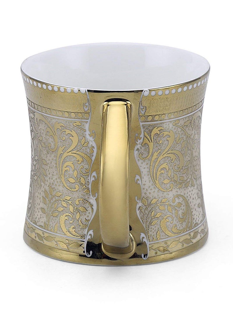 TREANDCARD Bone China Ebony Mugs (Brown, Golden, 6 Pieces) - Image 2