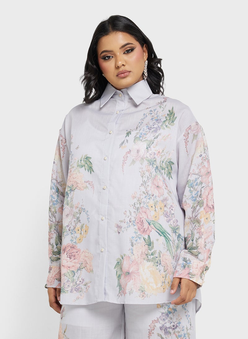 Khizana Plus size floral print top  skirt set  - Image 3