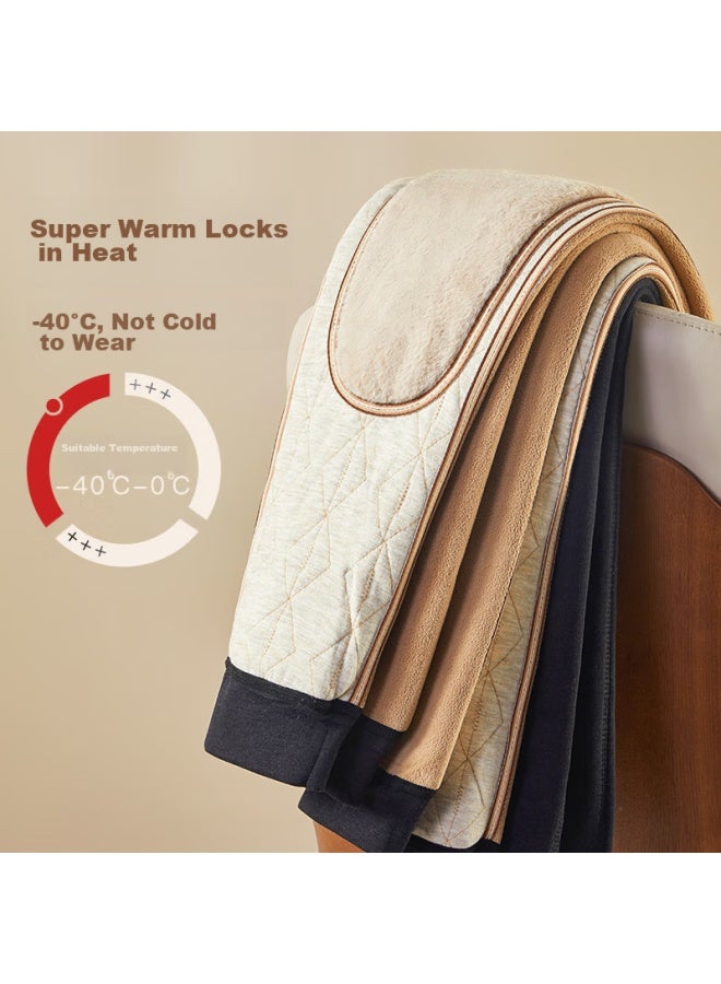 GUJIN Gujin 600g Extra Thick Cotton Pants For Men, Thick Warm Trousers, 100% Wool Filling, Fleece-lined, Knee Protection, Winter Wear For Middle-aged And Elderly  - Image 4