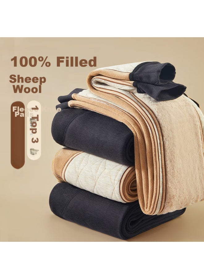 GUJIN Gujin 600g Extra Thick Cotton Pants For Men, Thick Warm Trousers, 100% Wool Filling, Fleece-lined, Knee Protection, Winter Wear For Middle-aged And Elderly  - Image 2