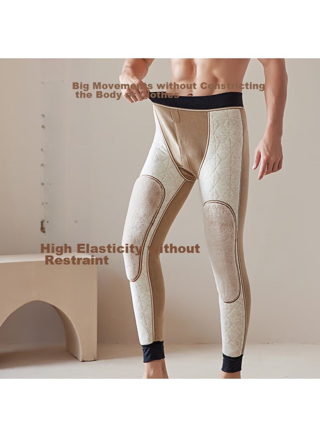 GUJIN Gujin 600g Extra Thick Cotton Pants For Men, Thick Warm Trousers, 100% Wool Filling, Fleece-lined, Knee Protection, Winter Wear For Middle-aged And Elderly  - Image 5