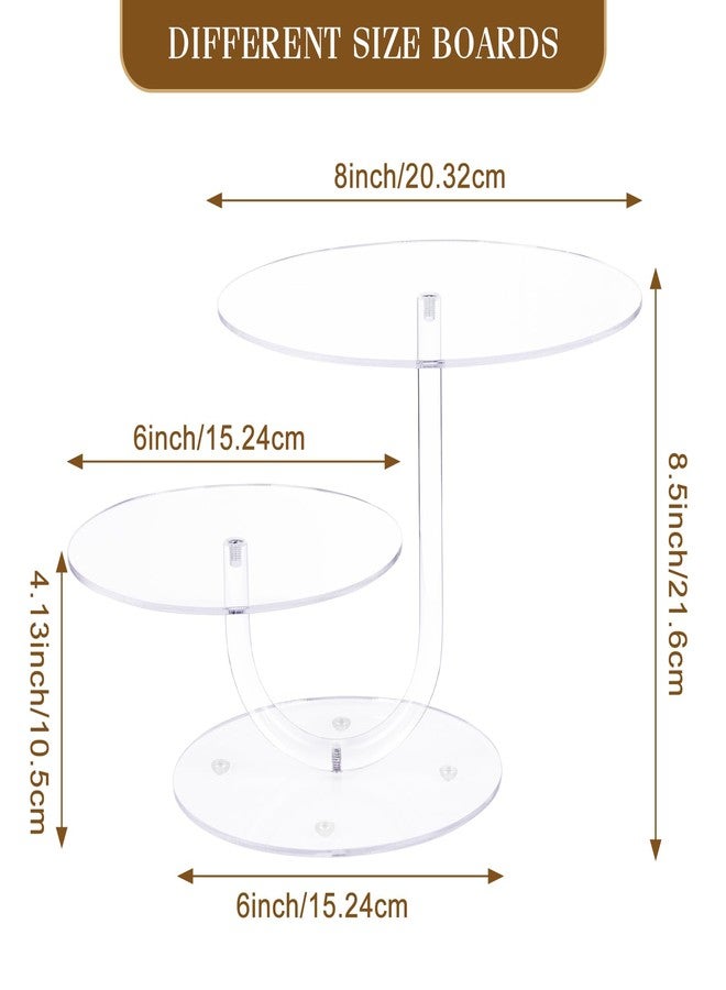 بوكسالات حامل كيك بوكسالز ذو طبقتين - برج كب كيك أنيق من الأكريليك الشفاف لحفلات الزفاف وأعياد الميلاد والذكرى السنوية وحفلات استقبال المولود الجديد وتزيين الحفلات - صينيتان للكيك بقطر 8 و 6 بوصات - Image 5