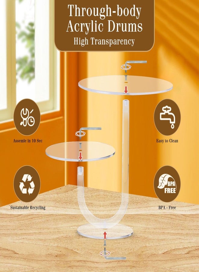بوكسالات حامل كيك بوكسالز ذو طبقتين - برج كب كيك أنيق من الأكريليك الشفاف لحفلات الزفاف وأعياد الميلاد والذكرى السنوية وحفلات استقبال المولود الجديد وتزيين الحفلات - صينيتان للكيك بقطر 8 و 6 بوصات - Image 4
