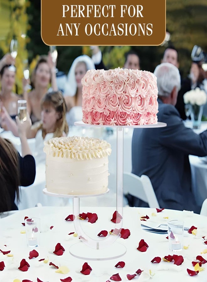 بوكسالات حامل كيك بوكسالز ذو طبقتين - برج كب كيك أنيق من الأكريليك الشفاف لحفلات الزفاف وأعياد الميلاد والذكرى السنوية وحفلات استقبال المولود الجديد وتزيين الحفلات - صينيتان للكيك بقطر 8 و 6 بوصات - Image 3