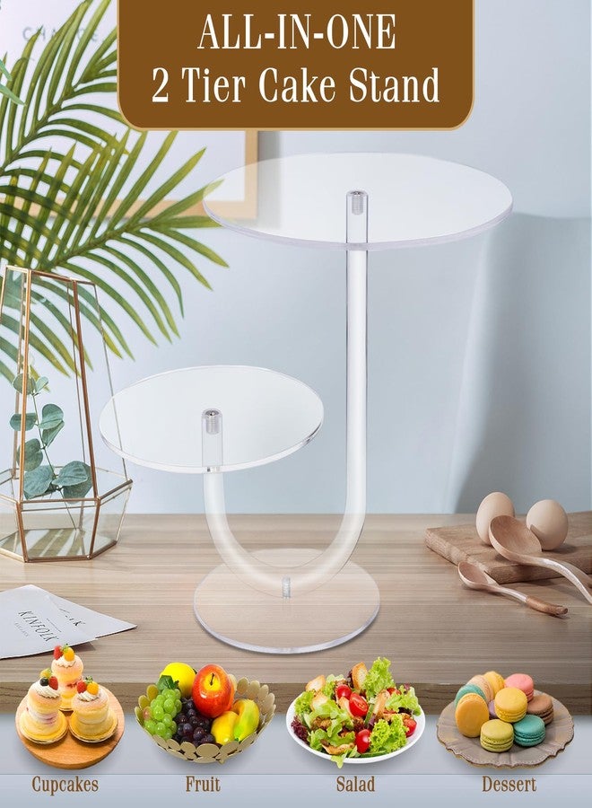 بوكسالات حامل كيك بوكسالز ذو طبقتين - برج كب كيك أنيق من الأكريليك الشفاف لحفلات الزفاف وأعياد الميلاد والذكرى السنوية وحفلات استقبال المولود الجديد وتزيين الحفلات - صينيتان للكيك بقطر 8 و 6 بوصات - Image 2