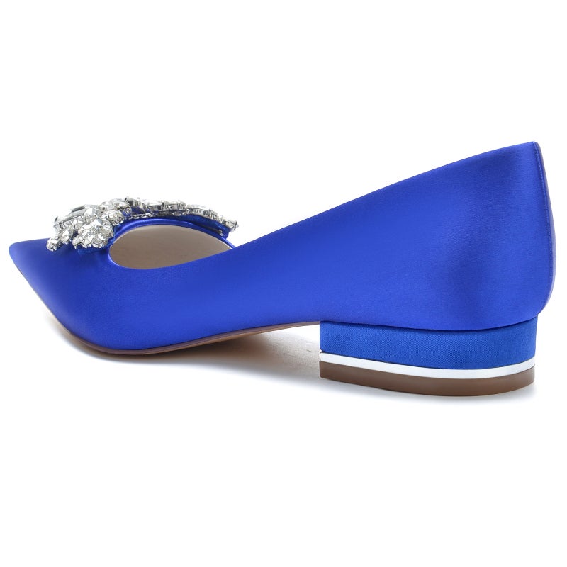 2025 Flat Heel Pointed Toe Shallow Mouth Rhinestone Wedding Shoes Bridal Shoes Bridesmaid Shoes Daily Shoes 18447-1B - Image 5