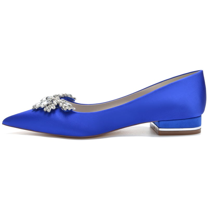 2025 Flat Heel Pointed Toe Shallow Mouth Rhinestone Wedding Shoes Bridal Shoes Bridesmaid Shoes Daily Shoes 18447-1B - Image 4