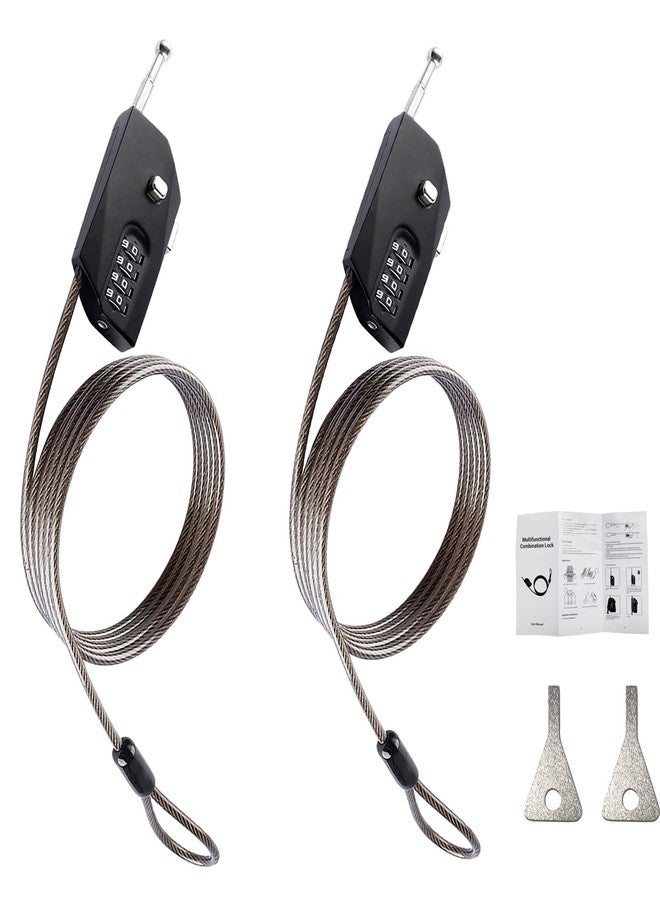 Ayifan 2 Pack Adjustable Combination Lock, Flexible Retractable Steel Locking Cable Trail Camera, 6.6ft Long Cable Lock for Luggage Suitcase Helmet Black - Image 1