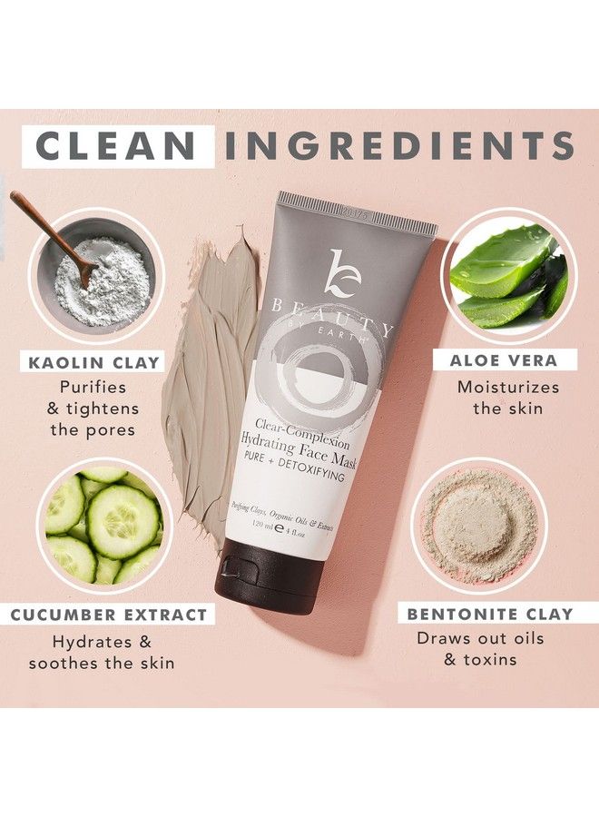 Beauty by Earth Hydrating Face Mask Clay Mask For Face Facial Mask Pore Cleaner & Pore Minimizer Blackhead Mask Skin Care Products Bentonite Clay Face Mask Treatment & Pore Cleanser Face Care Mud Mask  - Image 5