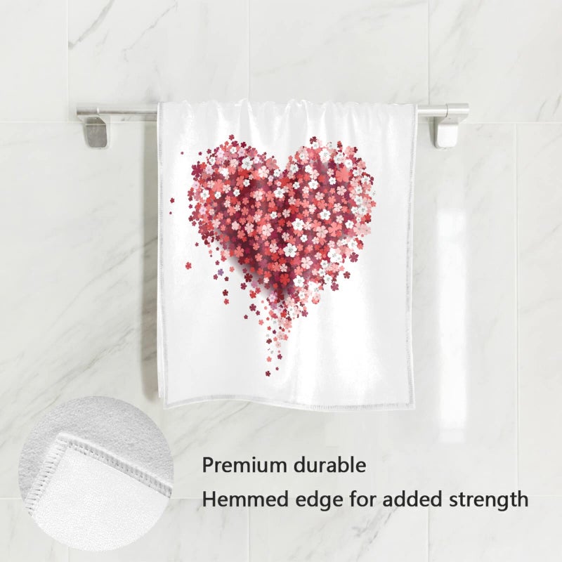 senya Valentine's Day Hand Towels, Valentine's Day Beautiful Floral Heart Highly Absorbent Hand Towels for Bathroom, 30x15in - Image 2