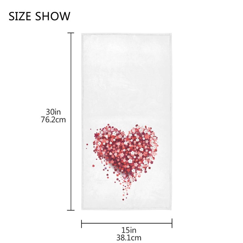 senya Valentine's Day Hand Towels, Valentine's Day Beautiful Floral Heart Highly Absorbent Hand Towels for Bathroom, 30x15in - Image 3