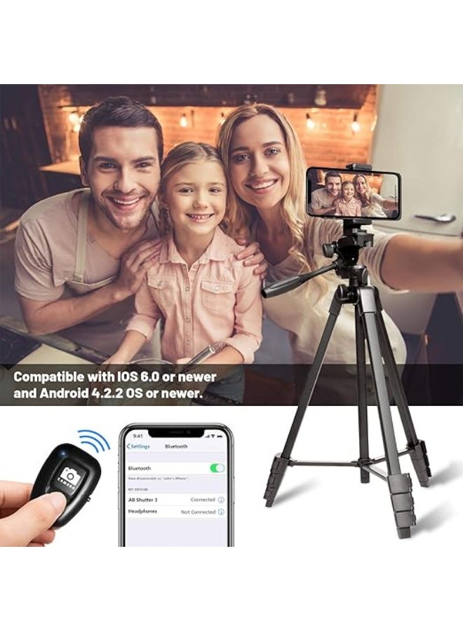 55-inch Tripod Stand with Quick Release Plate – Lightweight Mobile & Camera Holder, 360° Rotation, Bluetooth Shutter, Compatible with Android & iOS - Image 2