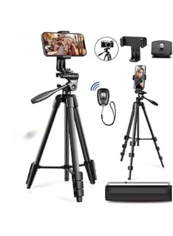55-inch Tripod Stand with Quick Release Plate – Lightweight Mobile & Camera Holder, 360° Rotation, Bluetooth Shutter, Compatible with Android & iOS - Image 1