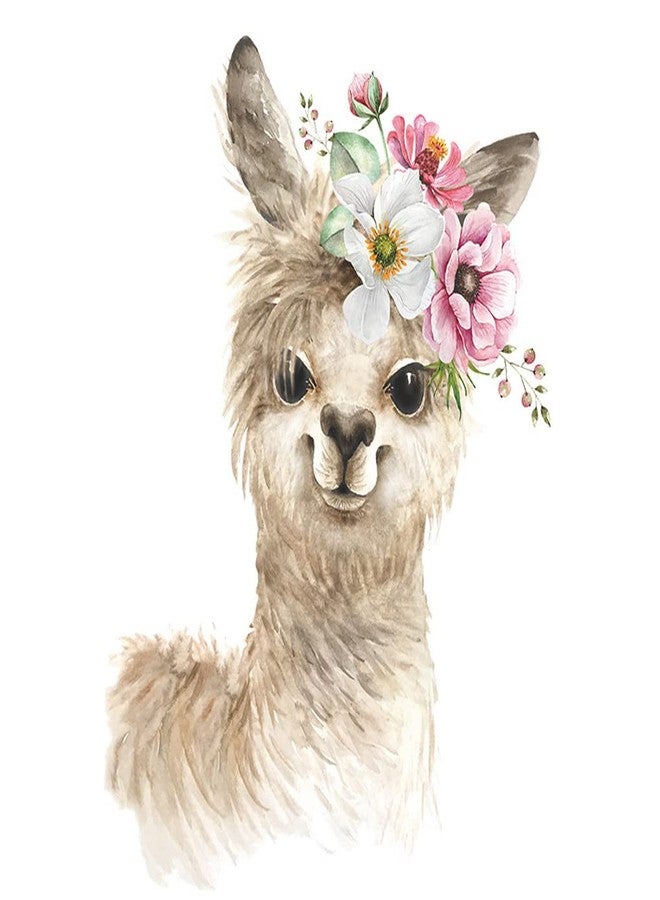 Boodecal Watercolor Llama with Flowers Alpaca Wild Wall Decals Stickers Rainbow Nursery Decorations Baby Boy Girl Bedroom Playroom Parties 14.5 in x 20.5 in - Image 1