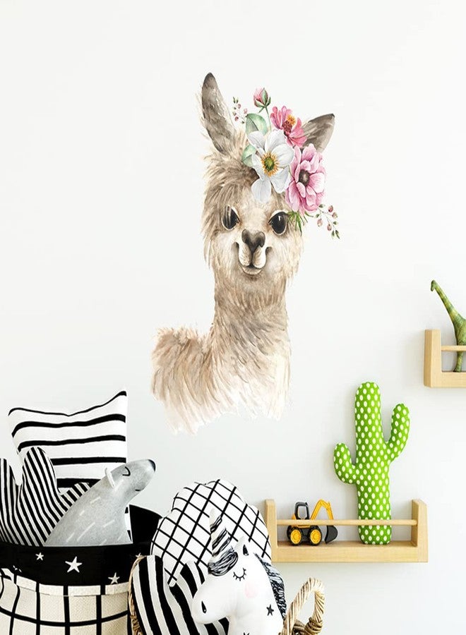 Boodecal Watercolor Llama with Flowers Alpaca Wild Wall Decals Stickers Rainbow Nursery Decorations Baby Boy Girl Bedroom Playroom Parties 14.5 in x 20.5 in - Image 3