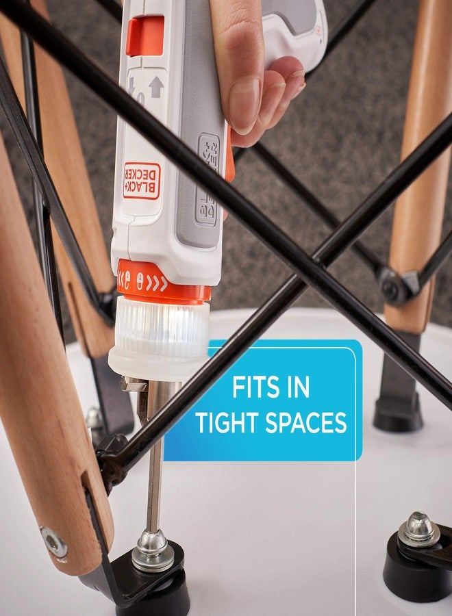 beyond by BLACK+DECKER 4V MAX* Cordless Screwdriver, Hex, L-Shaped, 2-Inch Assorted Bits (BCRTA601WAPB) , White - Image 5