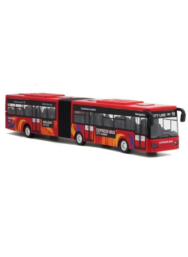 Product Lengthened Bus Alloy Model Light Pull Back Force Pull Back Large 28cm Length Double Section Bus Wholesale-Color:Blue - Image 5