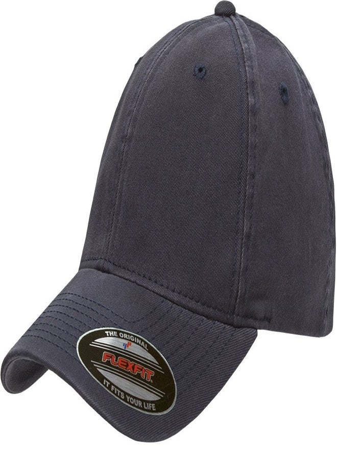 Flexfit Men's Low-Profile Unstructured Fitted Dad-Style Baseball Cap, Navy, Small-Medium - Image 1