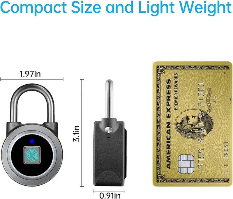 MEGAFEIS Fingerprint Padlock, Bluetooth Lock, Mobile APP, Smart Padlock with Keyless Biometric, Water Resistant, Suitable for Gym, Sports, Bike, School, Locker and Storage(Grey) - Image 5