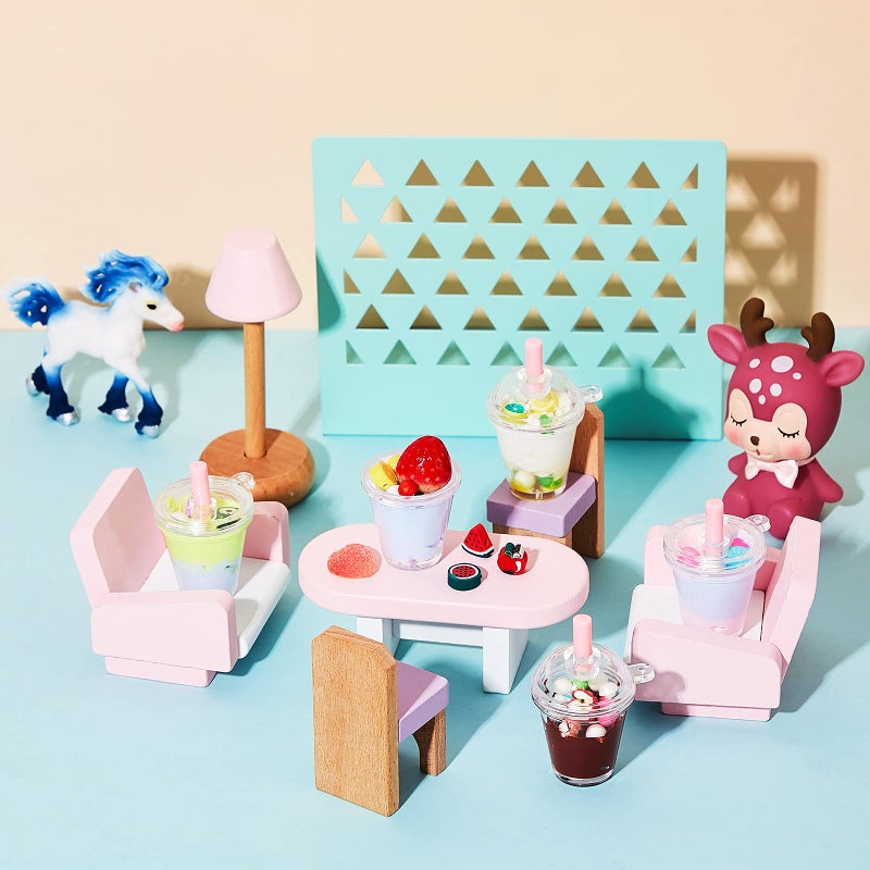 Zomiboo 24 Pieces Mini Coffee Cups Keychain Miniature House Plastic Mini Coffee Cups with Lids Ice Cream Frappuccino Simulation Furniture for Miniature House Decoration Food Craft(1.4 x 1.8 Inch) - Image 5