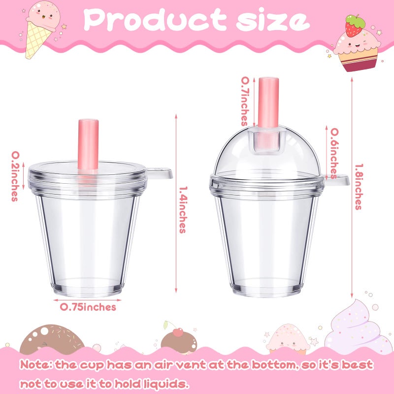 Zomiboo 24 Pieces Mini Coffee Cups Keychain Miniature House Plastic Mini Coffee Cups with Lids Ice Cream Frappuccino Simulation Furniture for Miniature House Decoration Food Craft(1.4 x 1.8 Inch) - Image 2
