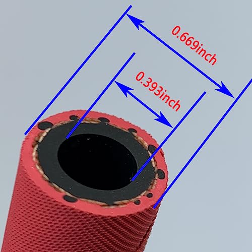 FCNFLZF 15FT Fuel Line Hose 6AN 38 inch 10mm High Pressure Hose28Mpa 400PSI for Fuel Systems Engines Tube Hose Multiple Size OptionsImplementation StandardsEN854Red Attached Hose Clamp - Image 3