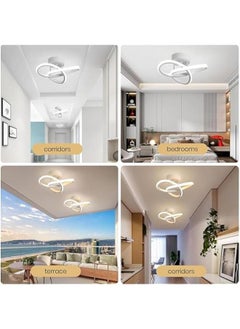 بيوينتي مصباح سقف LED من فوريو®، مصباح صغير عصري موفر للطاقة، تصميم دائري على شكل زهرة البرسيم الهندسية للممرات وغرفة الدراسة والمكتب والممر (لون أبيض، تصميم هندسي)، معدن  - Image 3