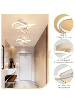 بيوينتي مصباح سقف LED من فوريو®، مصباح صغير عصري موفر للطاقة، تصميم دائري على شكل زهرة البرسيم الهندسية للممرات وغرفة الدراسة والمكتب والممر (لون أبيض، تصميم هندسي)، معدن  - Image 4