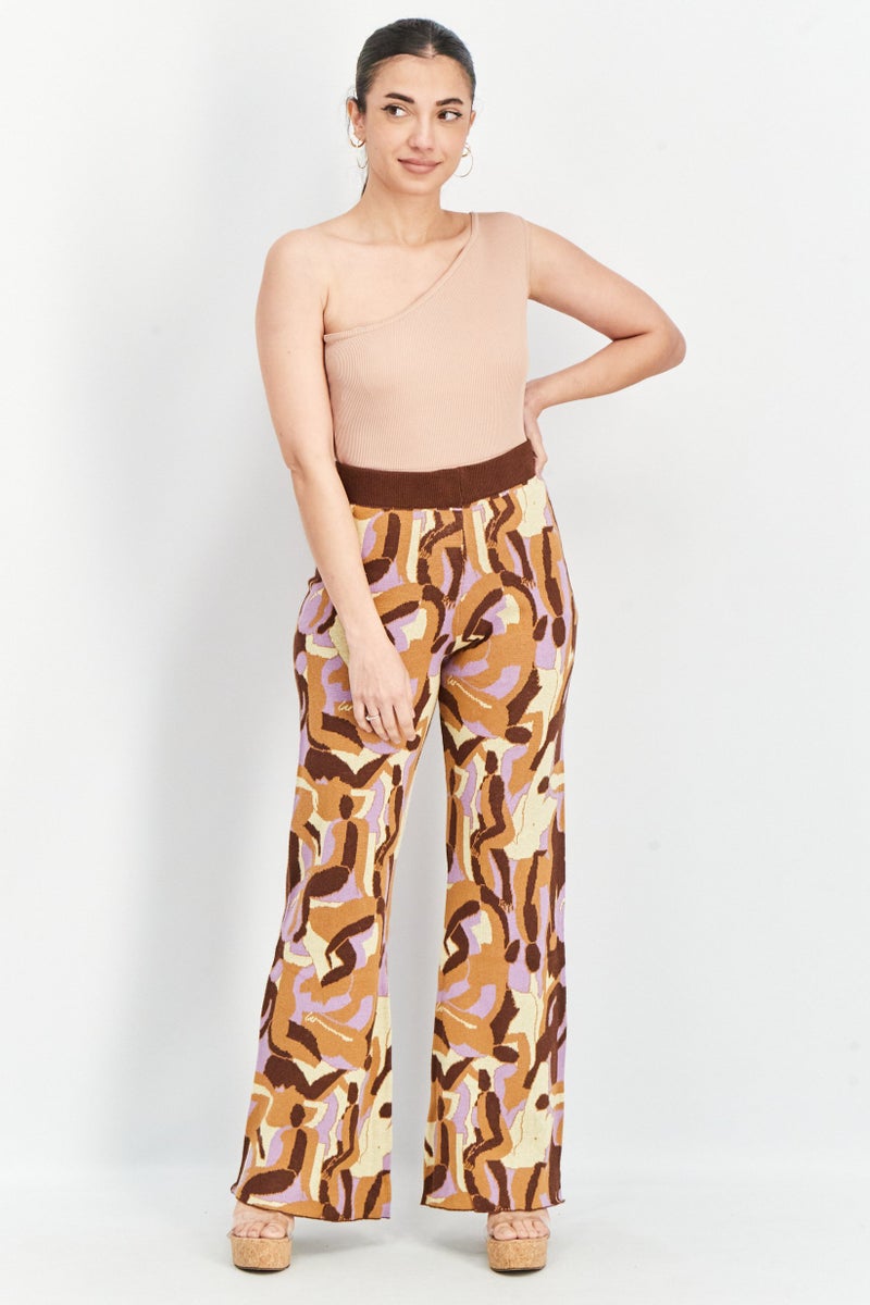 I SAW IT FIRST Women Asymmetric Neck One Shoulder Ribbed Top, Camel - Image 4