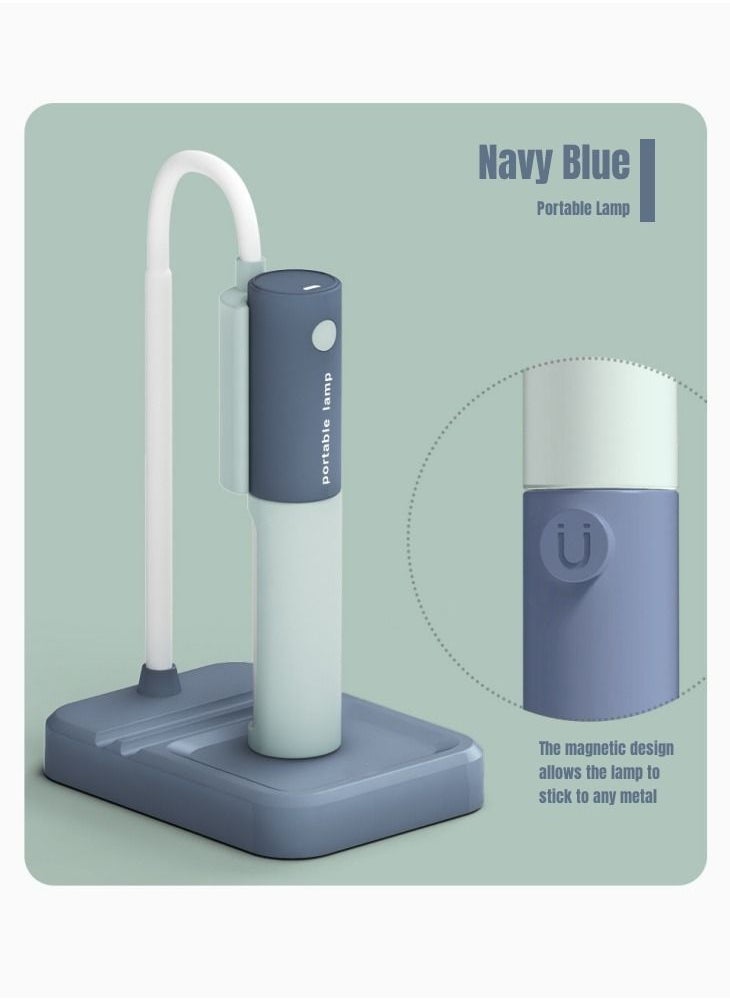 WAOKN - New Cross-Border New Product LED Simple Eye Care Desk Lamp USB Charging Stepless Dimming Student Reading Desk Lamp Blue - Image 1