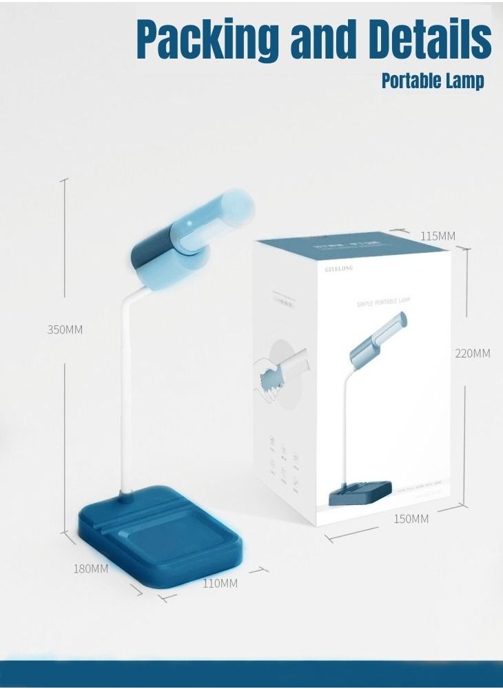 WAOKN - New Cross-Border New Product LED Simple Eye Care Desk Lamp USB Charging Stepless Dimming Student Reading Desk Lamp Blue - Image 1